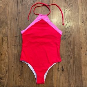 NEW Pink Lily sea of hearts halter one piece swimsuit